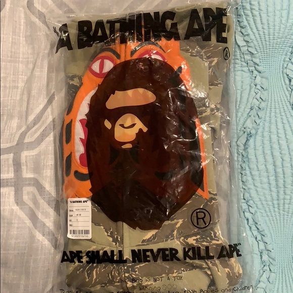 Bathing ape beige tiger camo hoodie